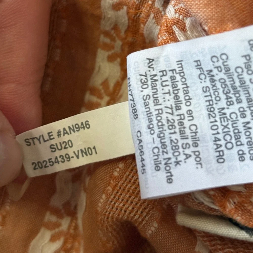 Madewell Blouse Women XS Orange Floral Off-The-Shoulder Puff Sleeve Cottagecore